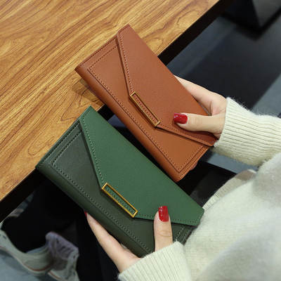 Wallet 2022 New Women's Korean Style Fashionable Distinctive Long Small Fresh Multi-function Buckle Japanese and Korean Style Retro Thin Coin Wallet