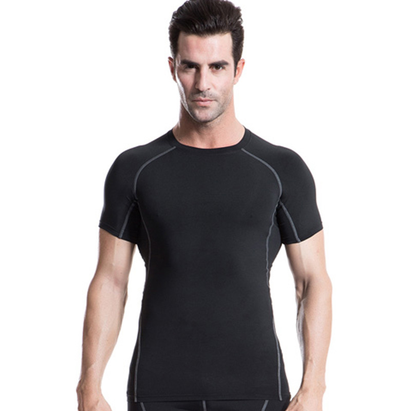 Men's Tight PRO Fitness Sports Running Training Clothes Short Sleeve T-Shirt Stretch Quick-drying Clothes Short Sleeve Shirt 1018