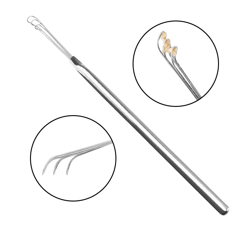 Factory spot silver stainless steel Three-chain ear scoop ear scoop earwax ear scoop ear scoop ear scoop tool ear scoop
