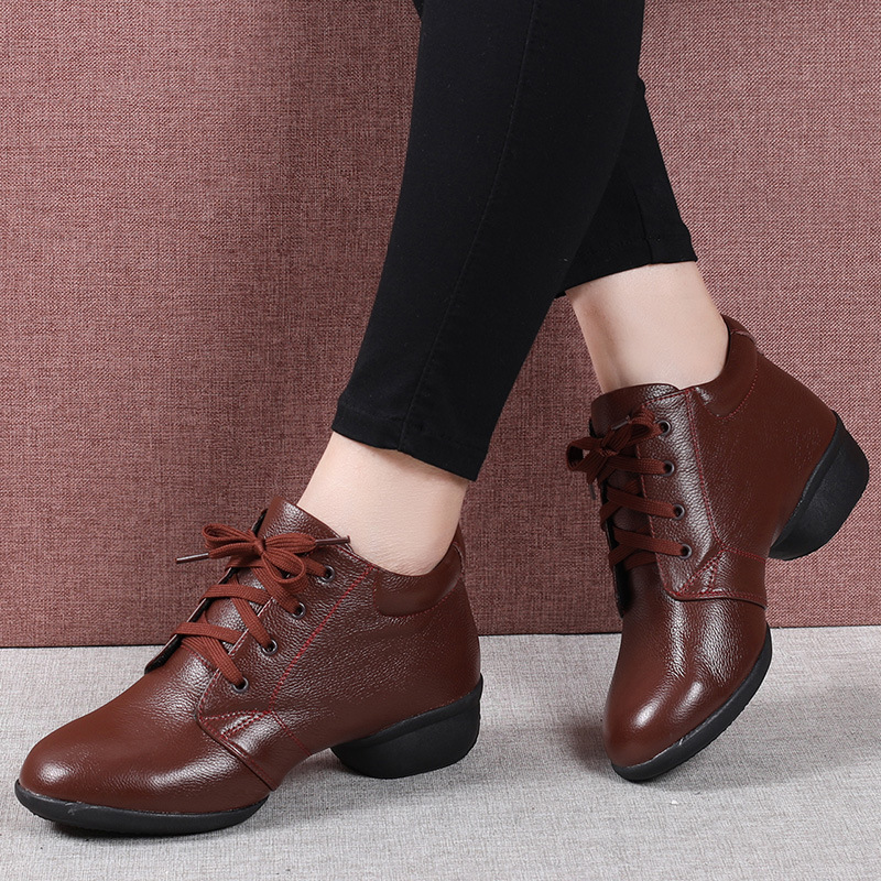 Autumn and Winter square dance shoes female adult mid heel soft bottom Dancing Shoes dance shoes competitive aerobics cheerleading shoes
