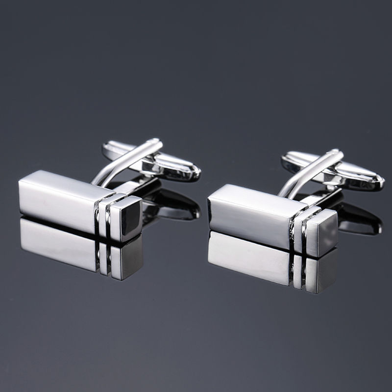 Charming jewelry factory direct fashion men's French cufflinks gold silver laser metal cufflinks wholesale