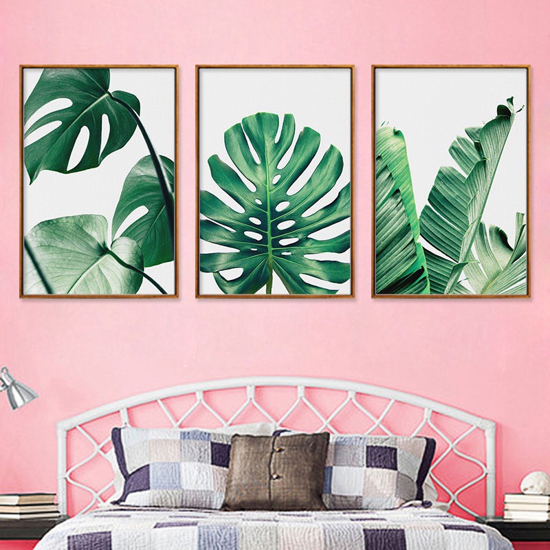 Foreign Trade Explosions Nordic Style Green Plant Leaf Turtle Bamboo Small Fresh Canvas Painting Micro Spray Printing Decorative Painting Core
