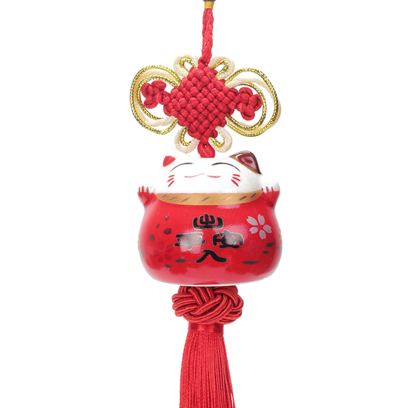 Ceramic lucky cat car pendant ceramic cartoon cat pendant lucky cat car pendant wholesale
