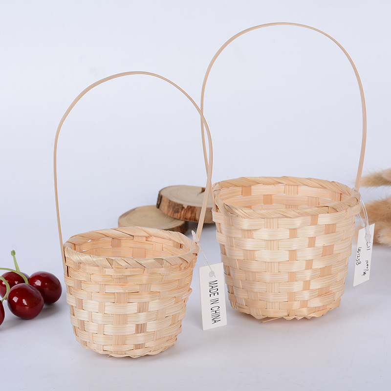 Portable Basket Rattan Flower Basket Willow Small Bamboo Basket Storage Basket Woven Basket Picking Picnic Basket Woven Vegetable Basket