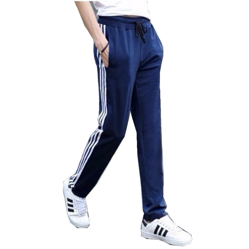 New Cotton Three Stripe Sports Pants Four Seasons Loose Large Size Straight Running Pants Breathable Men's Pants