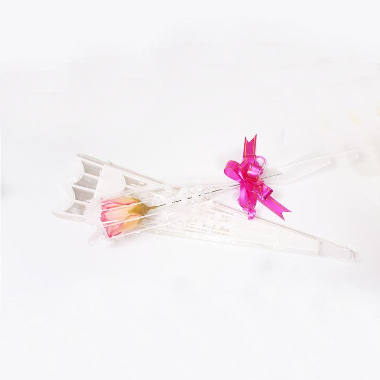 Striped single bag opp plastic transparent flower bag single branch rose flower packaging bag opp single bouquet packaging