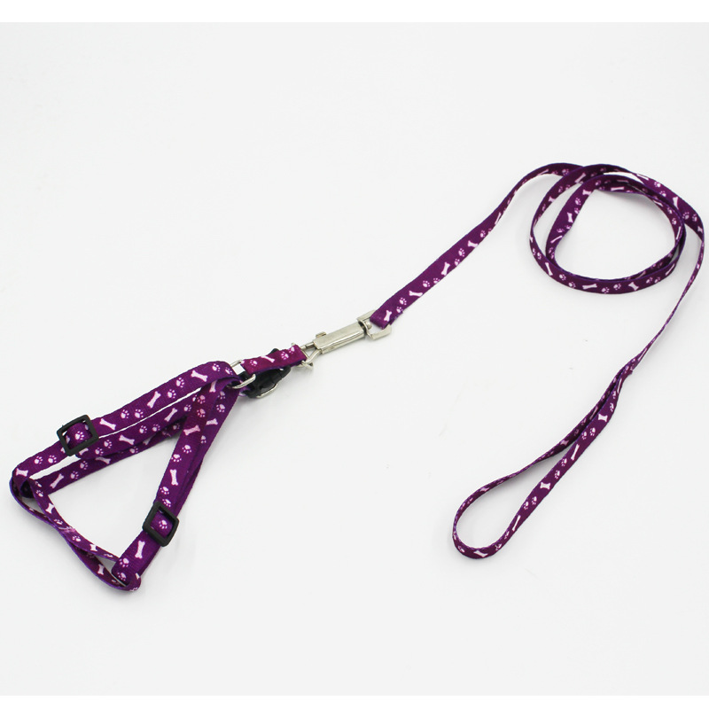 Wholesale pet leash Bone Printing pet chest back traction set dog leash cat chain Factory Direct