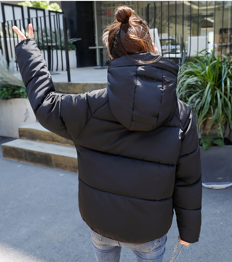 Neue baumwollgefütterte Jacke 2021 im koreanischen Stil, warmer Mantel für Studenten im Herbst und Winter, lockerer, dicker Hutkragen, kurzer baumwollgefütterter Damenmantel_voghion.com