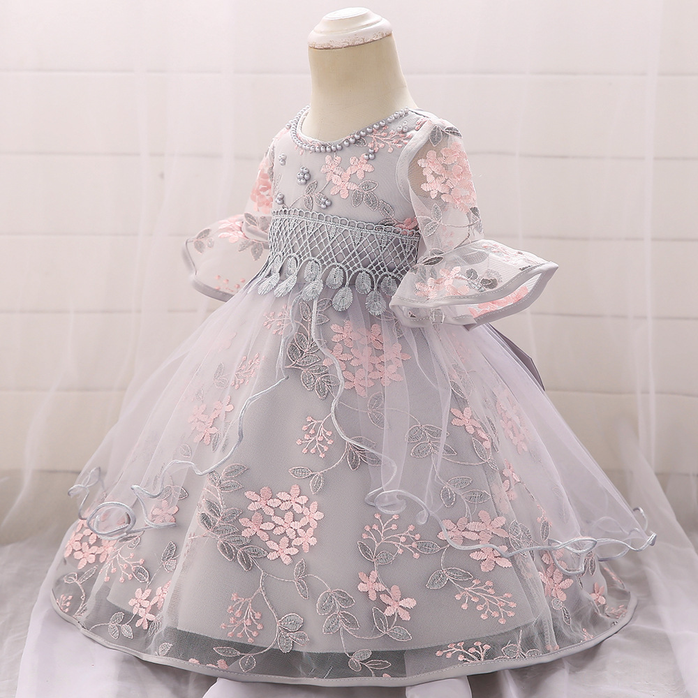 兒童洗禮服嬰兒女寶寶周歲滿月禮服連衣裙繡花裙公主裙baby dress