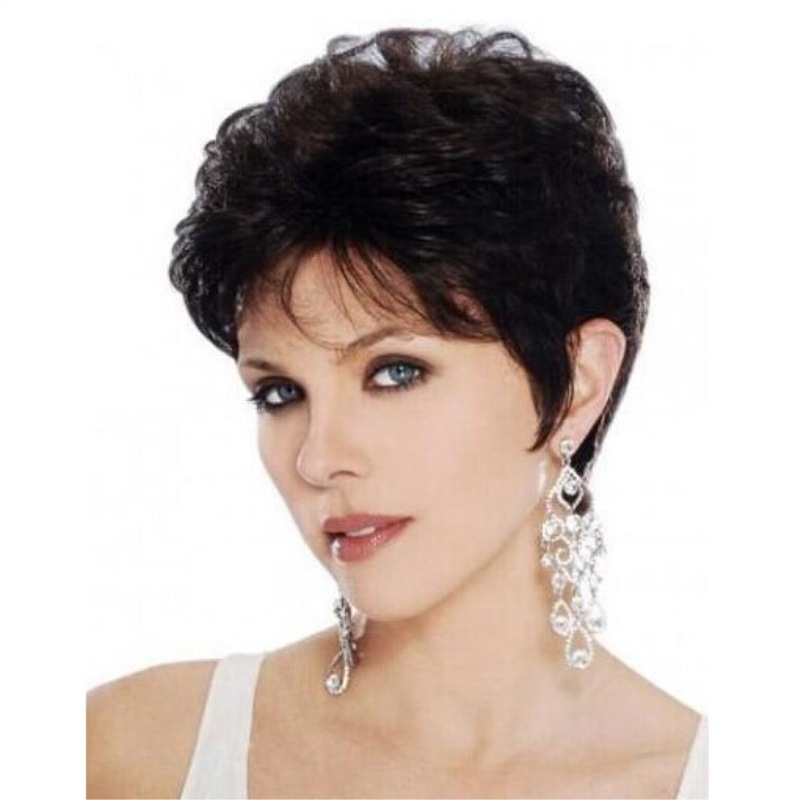 AliExpress European and American Fashion Women's Short Curly Hair Brown Micro-roll Whole Top Wig Headgear Cross-border Foreign Trade Wig