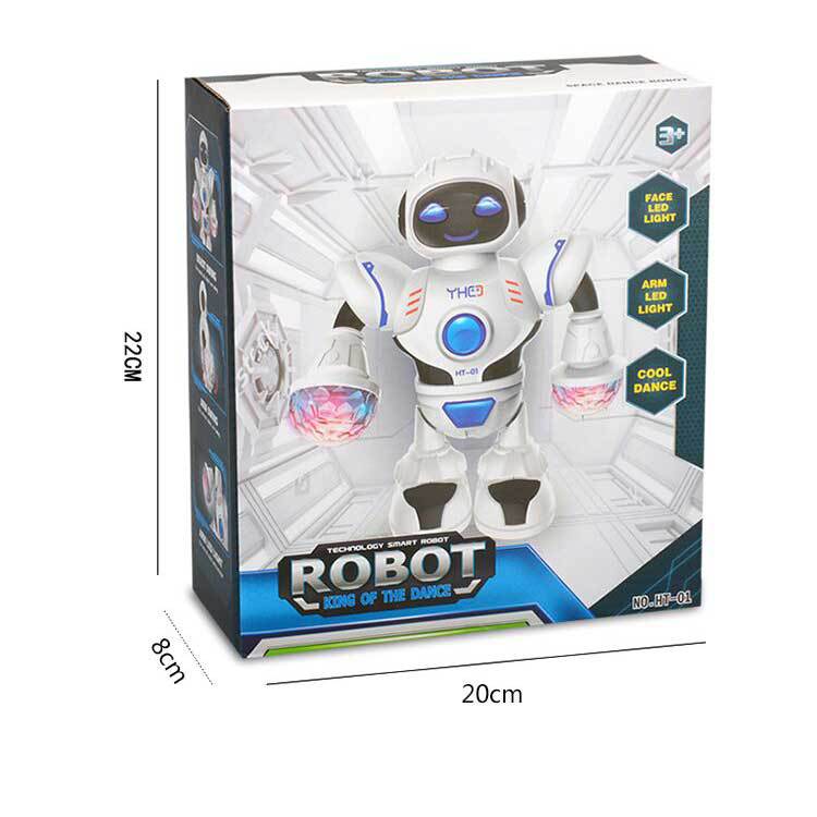 Electric dancing robot with LED light and music children's educational toy Dancing robot street stall supply