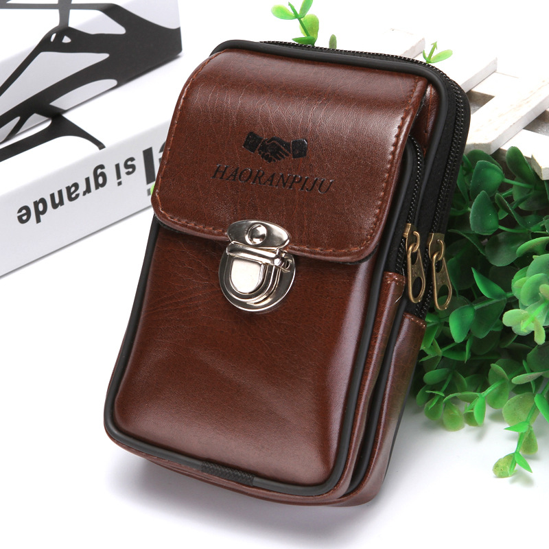 6 inch mobile phone waist bag high quality wear-resistant men's wearing belt cigarette mobile phone bag lock anti-theft men's mobile phone waist bag