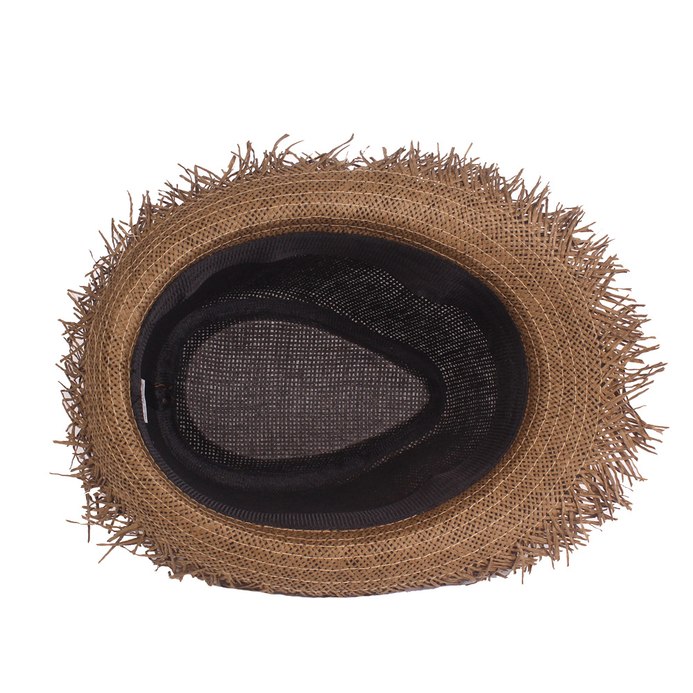 Sunshade Hat Men's Summer Anti-Jazz Hat Solid Color Breathable Lafite Straw Hat Outdoor Travel Sun Hat