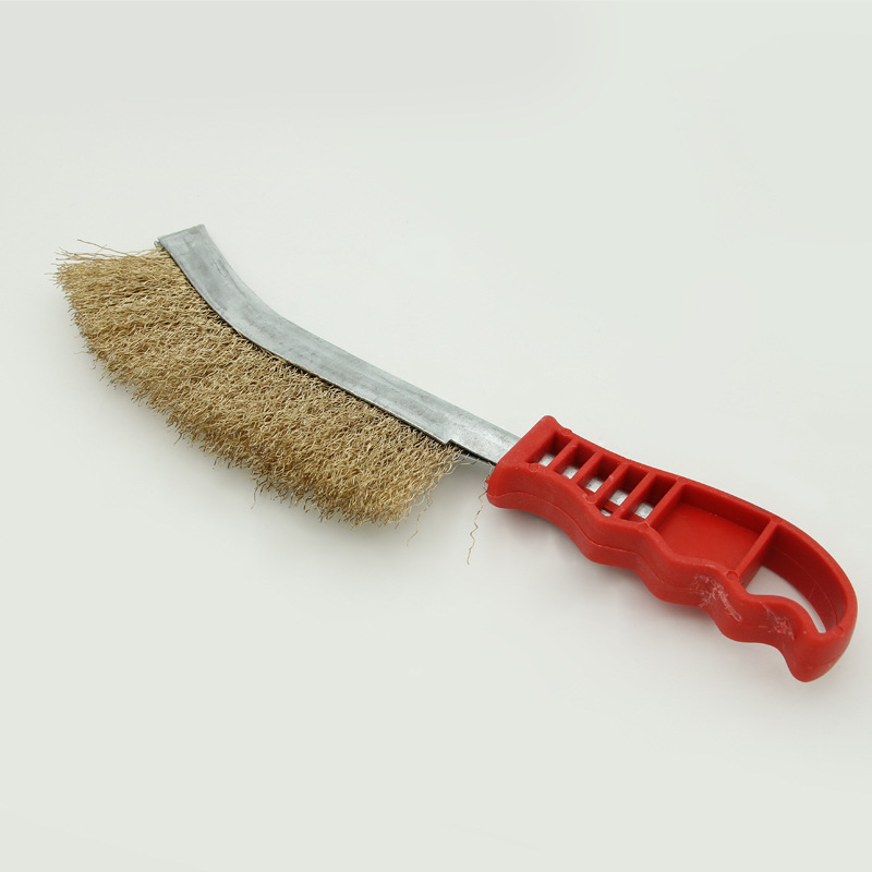 Steel wire brush with handle industrial stainless steel knife brush special iron brush for barbecue long handle rust removal kitchen gap cleaning brush