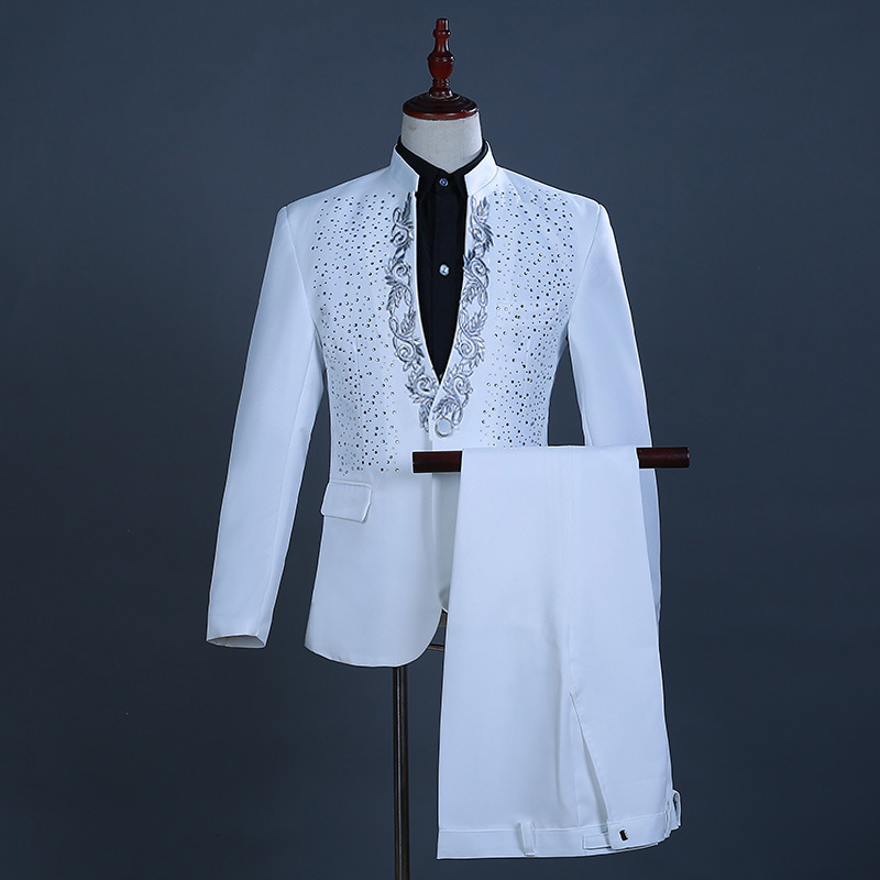 Men's Hot Dew and Hot Dew Collar Suit Annual Meeting Host Singer Stage Performance Suit Evening Dress Suit