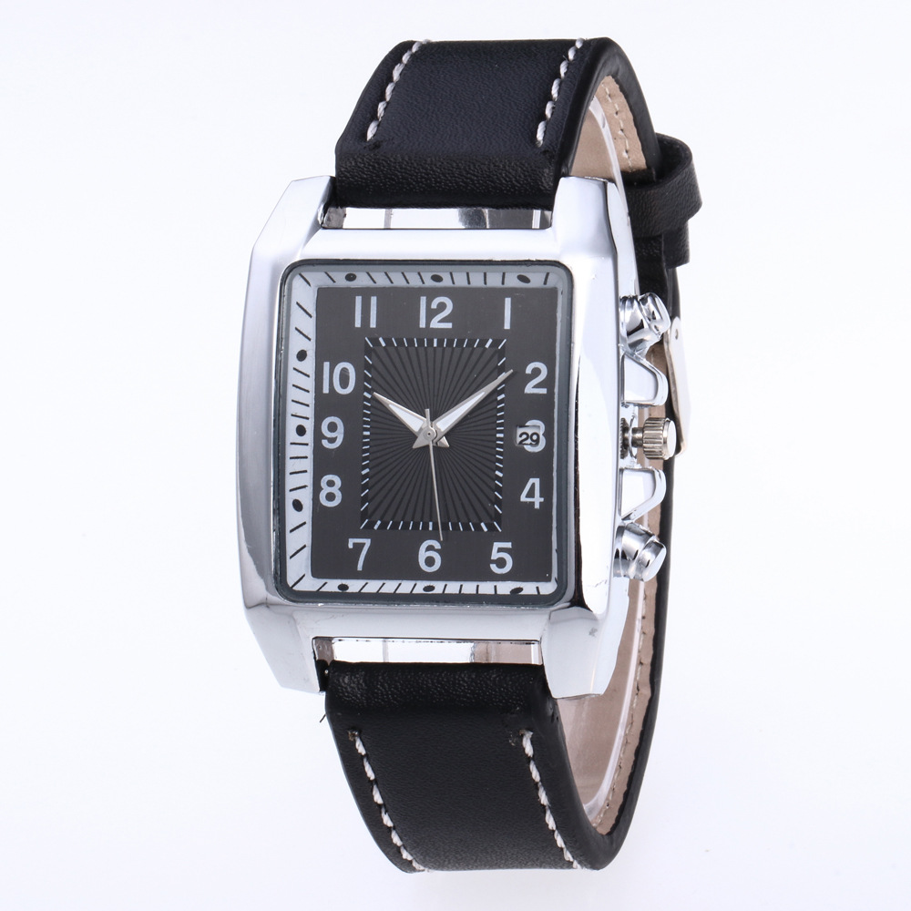 Square fashion Men's Watch casual car line Belt watch daily life matching calendar watch men