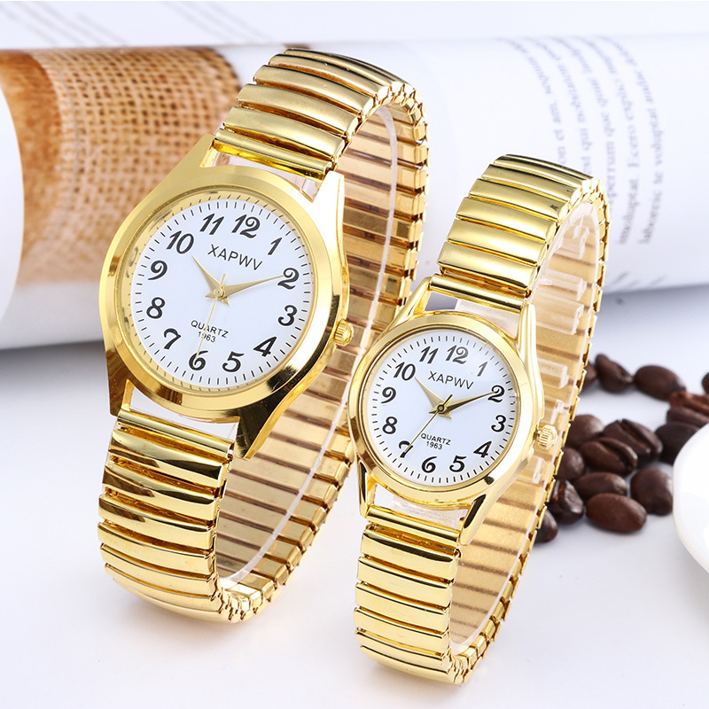 Pointer xapwv Classic Large Plate Quartz Watch with Elite and Elite Band Middle Age Digital Face Men's and Women's Couple's Watch