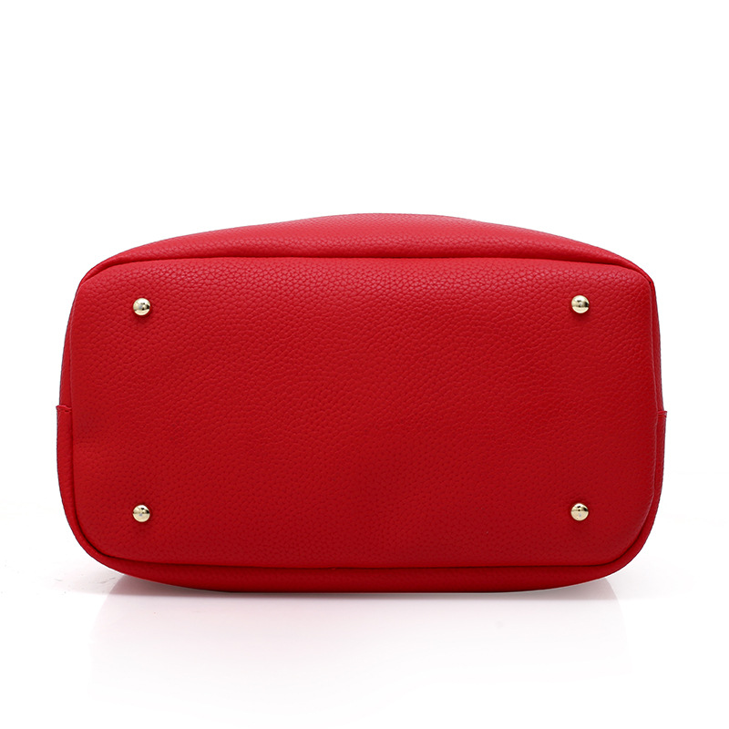 Stitching Shoulder Bag Women's Bag PU Bucket Bag Women's European and American Fashion Super Fiber Leather Hand Shoulder Crossbody Bag