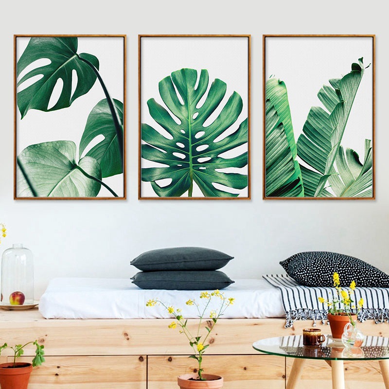 Foreign Trade Explosions Nordic Style Green Plant Leaf Turtle Bamboo Small Fresh Canvas Painting Micro Spray Printing Decorative Painting Core