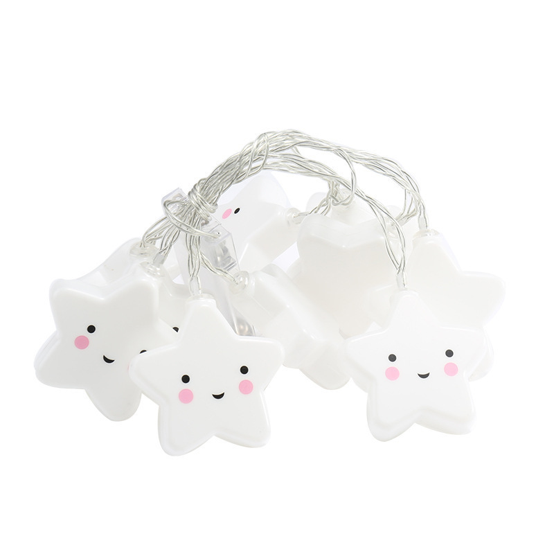 LED Creative White Clouds Smile Clouds Star Light String Children's Bedroom Tent Birthday Decoration Battery Clouds Hanging Light