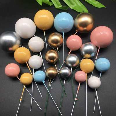 Gold Ball Silver Ball Birthday Cake Decoration ins Cold Wind Gold Silver Ball Baking Ornaments Spot