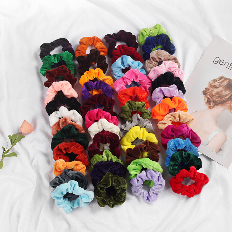 Factory direct supply gold velvet cloth hair ring cross-border Amazon scrunchies velvet large intestine zipper hair ring
