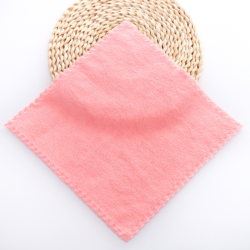 Square towel kitchen high density coral fleece children's face washing square towel absorbent cleaning small gift welfare kindergarten Rag