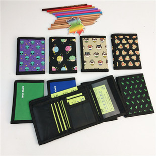 Oxford cloth tri-fold wallet certificate portable card holder children cartoon short portable coin purse
