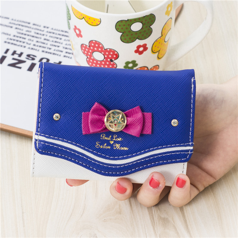 2023 Cross-border Short Women's Wallet Contrast Color Bow Cute Beautiful Girl's Wallet Wallet European and American All-match Women's Bag