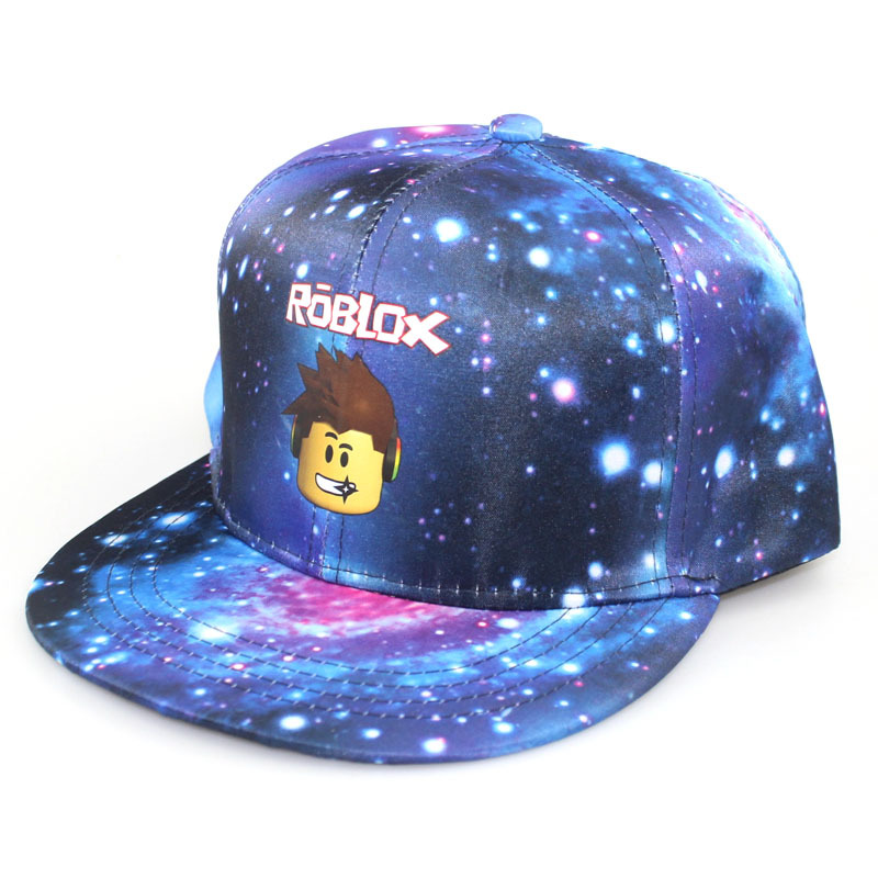 欧美二次元卡通roblox帽子游戏星空平沿棒球帽热转印嘻哈街舞帽