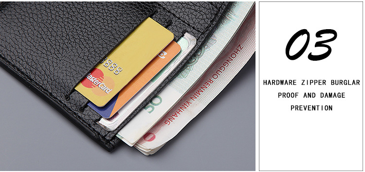 New men's wallet short litchi pattern wallet multifunctional thin money clip Korean trend gold clip wholesale_voghion.com