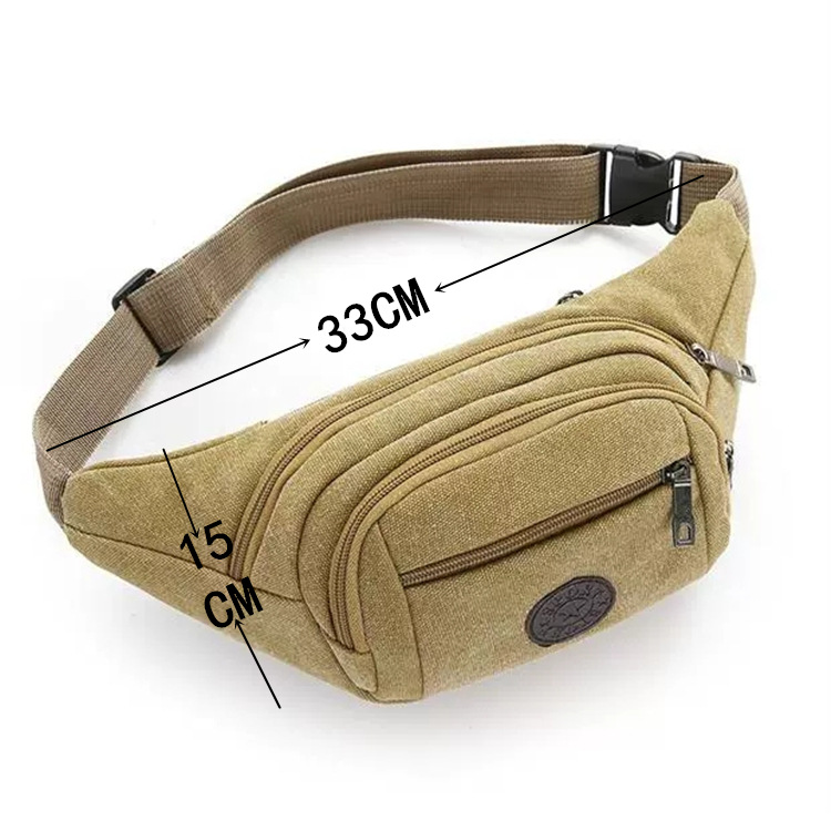 New men's canvas waist bag running sports satchel multi-functional women's cash register waist bag site work bag wholesale