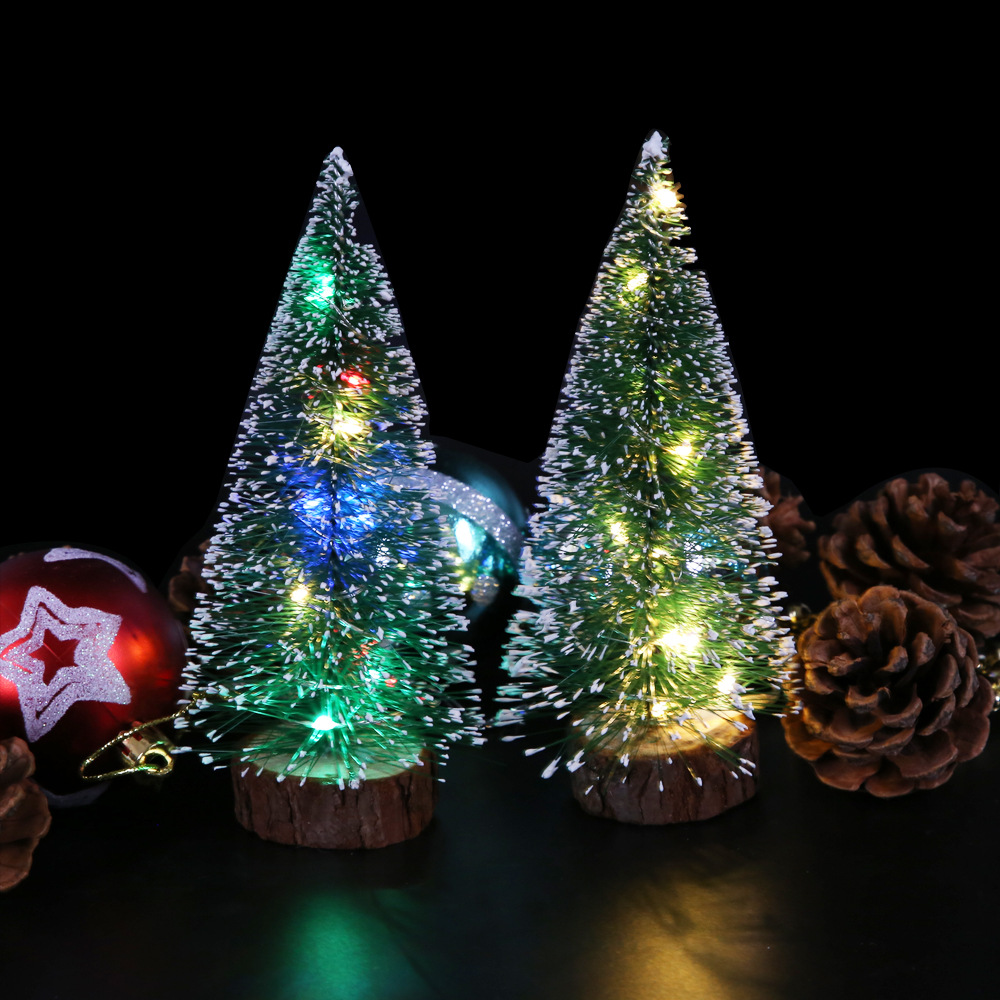 Green Cedar Led Light Luminous Pine Needle Tree Christmas Decorations Desktop Ornaments Gift Mini Small Christmas Tree