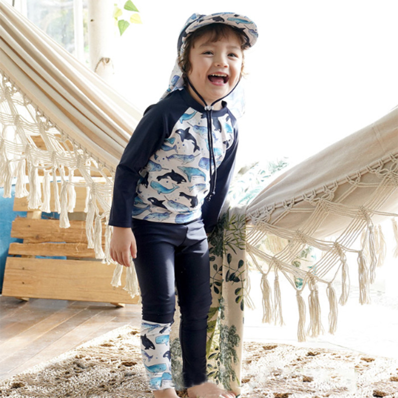 Children's Swimwear Boys' Split Children's Baby Trousers Long Sleeve Swimwear Sunshade Sunscreen Baby Boys' Swimwear