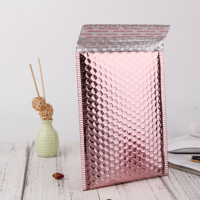 Rose Gold Aluminized Film Bubble Bag Aluminum Film Clothing Express Packaging Bag Shockproof Bubble Film Bubble Envelope Bag
