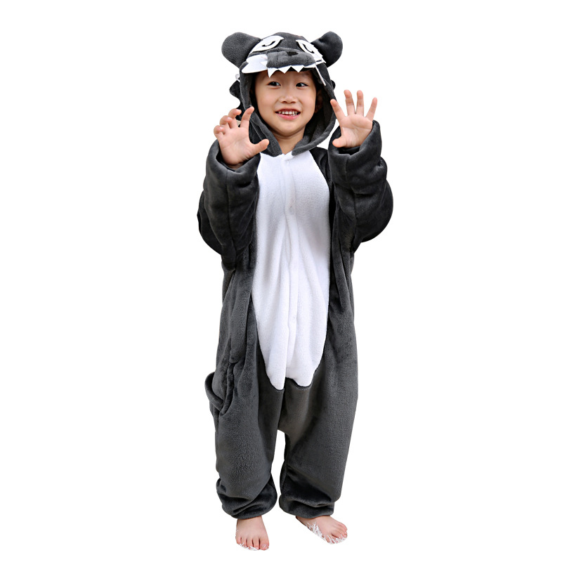 Mixed batch cartoon one-piece pajamas animal costume suit autumn and winter dinosaur flannel couple home clothes