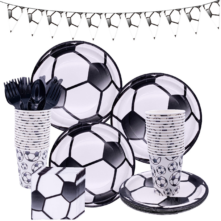 Amazon Explosions Football Party Set Birthday Supplies Decorative Cake Paper Plate Paper Cup Party Disposable Tableware