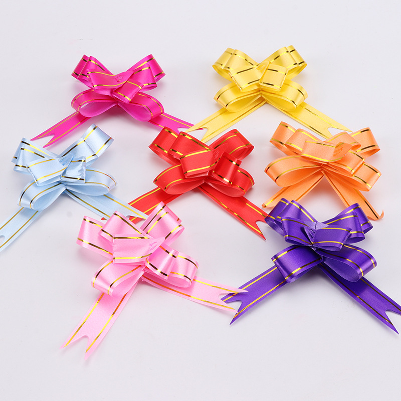 Bow Wedding Supplies Hand-held Flower Gift Drawdown Wedding Car Decoration Multicolor Drawdown Holiday Decoration Color Strip Drawdown