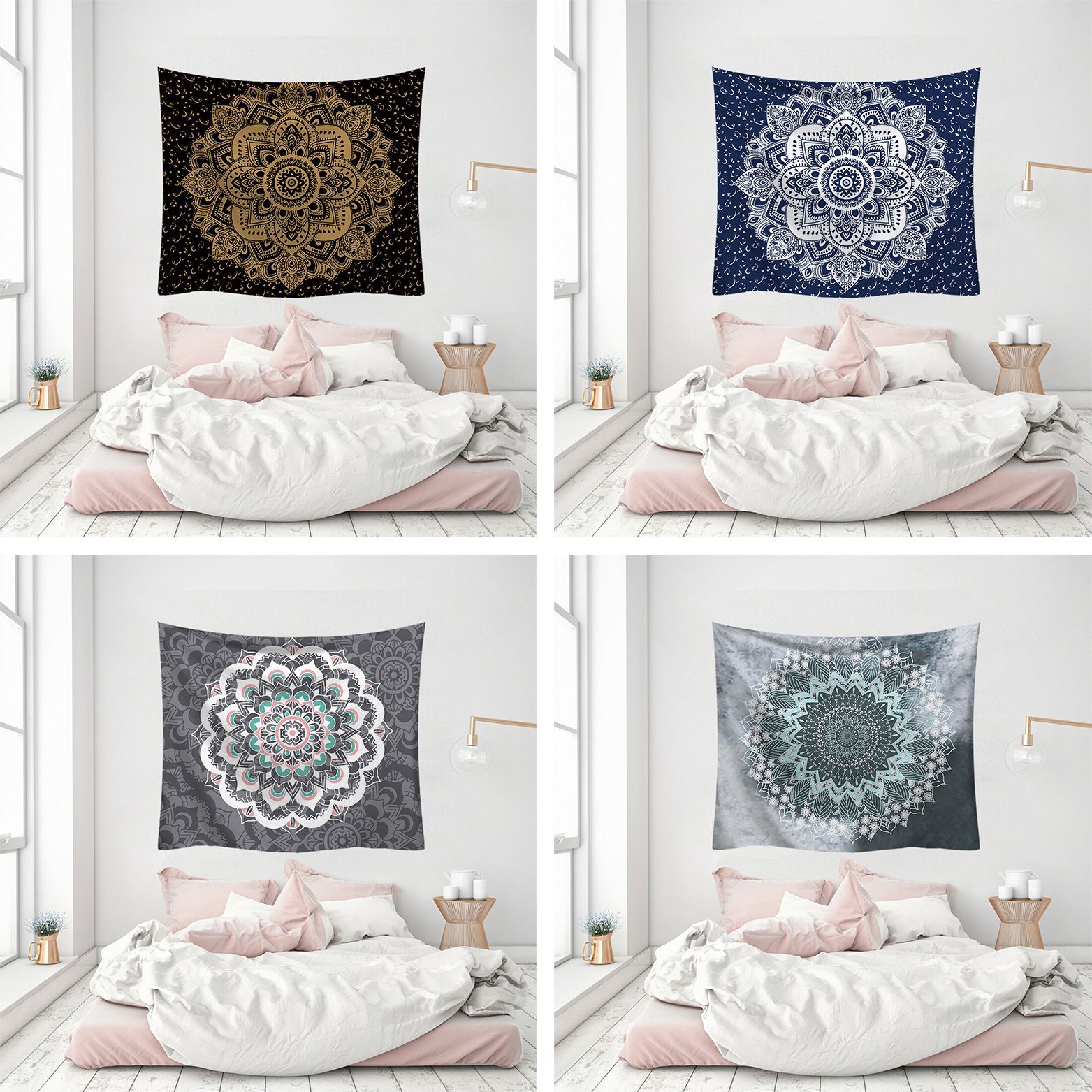 Nordic ins Explosive Hanging Cloth Decorative Tapestry Tapestry Beach Towel Tapestry Fire Mandala Flower Blanket to Customize