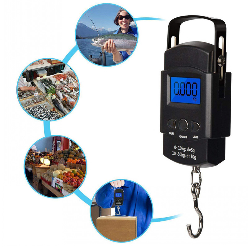 Luggage Scale portable portable scale 50kg Hook scale fishing scale with tape measure electronic scale pocket scale 50kg