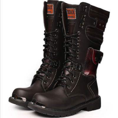 Big Toe Shoes AliExpress Denim Men's High Boots Outdoor Military Boots Martin Boots Large Size Big Toe Leather Boots Cross Border