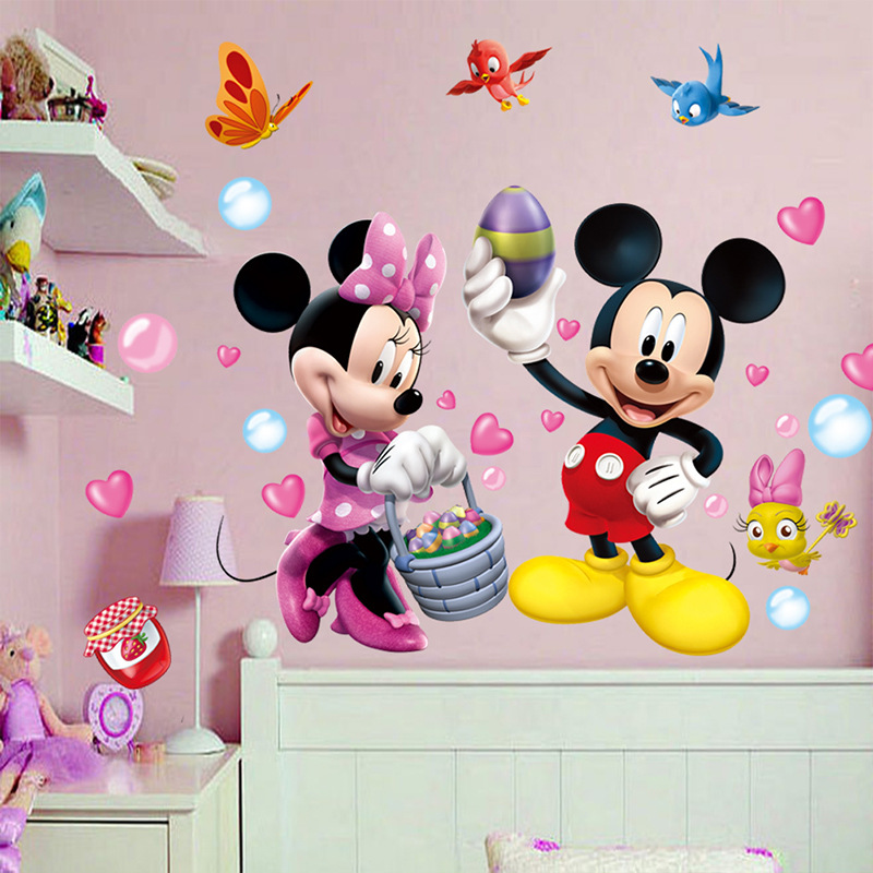 Cartoon Mickey Mickey Mouse Children's Room Sticker Bedroom Decoration Kindergarten Cute Wall Sticker Removable