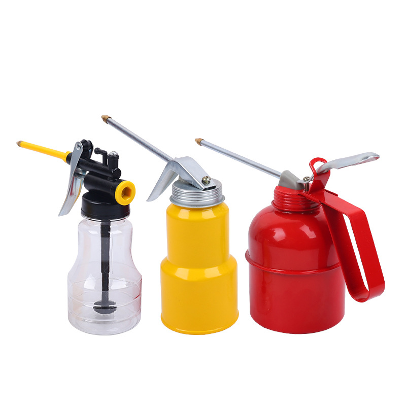 Oil pot metal oil gun manual oil pot long nozzle oil pot Oiler transparent lubricating oil filler