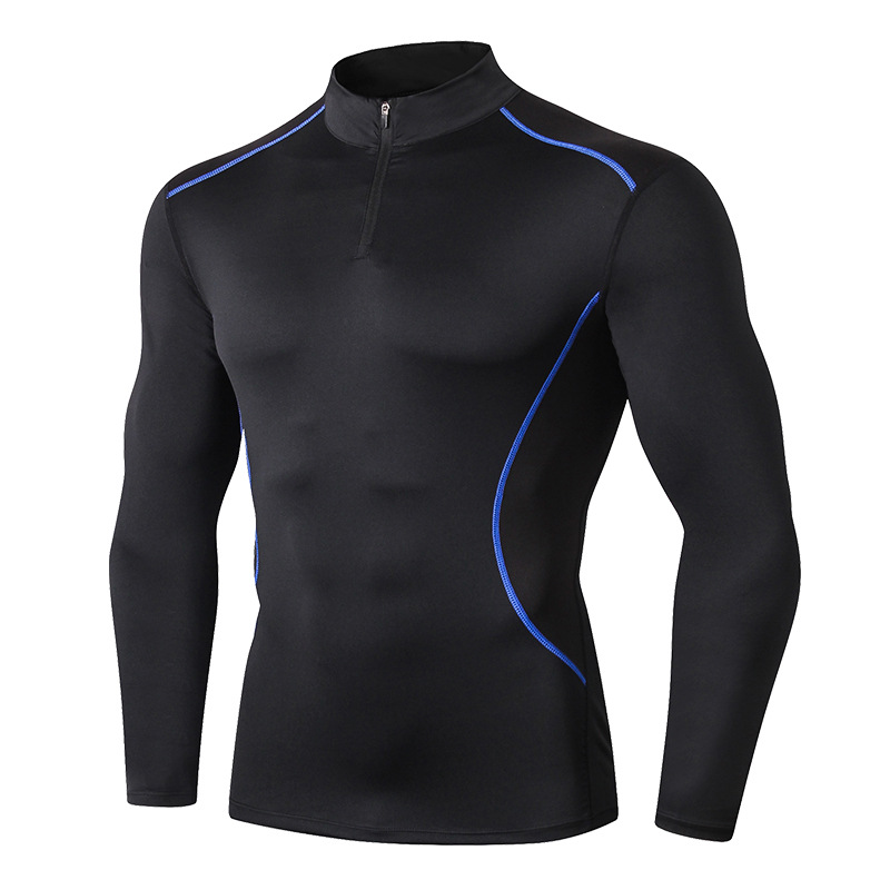 Men's Autumn and Winter Collar Fitness Clothing PRO Sports Running Training Long Sleeve High Elastic Quick-drying Tight Clothing 91505