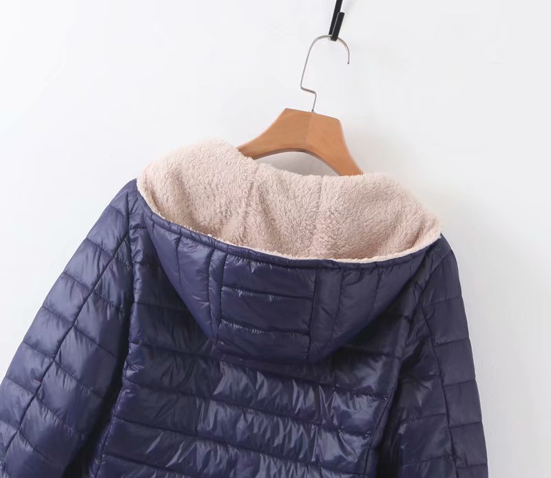24 autumn and winter new long Korean style hooded slim fit plus velvet cotton long hooded plaid cotton women's cotton-padded jacket_voghion.com