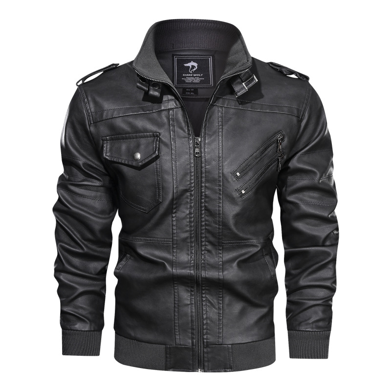Cross-border Amazon best selling European and American men's collar PU leather men's 2019 new leather jacket coat factory outlet