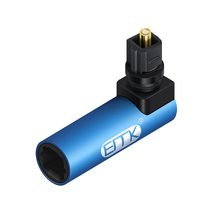 90 degree optical fiber male to female adapter audio adapter square Port to square port optical fiber adapter