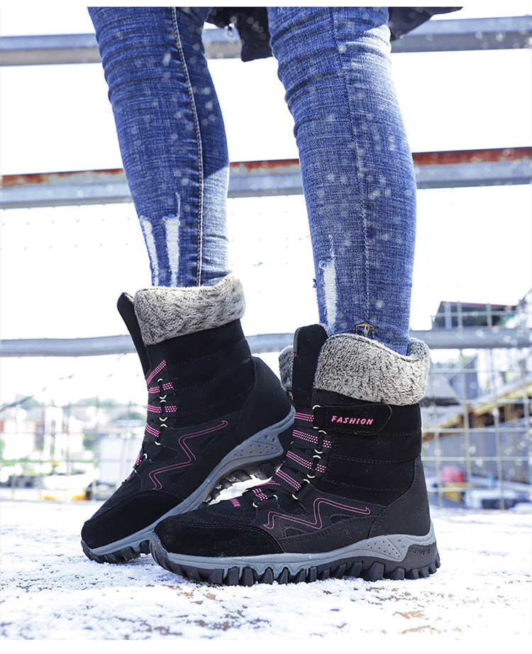Scarpe di cotone, stivali da neve invernali da donna con suola spessa in pile e scarpe alte in pelle_voghion.com