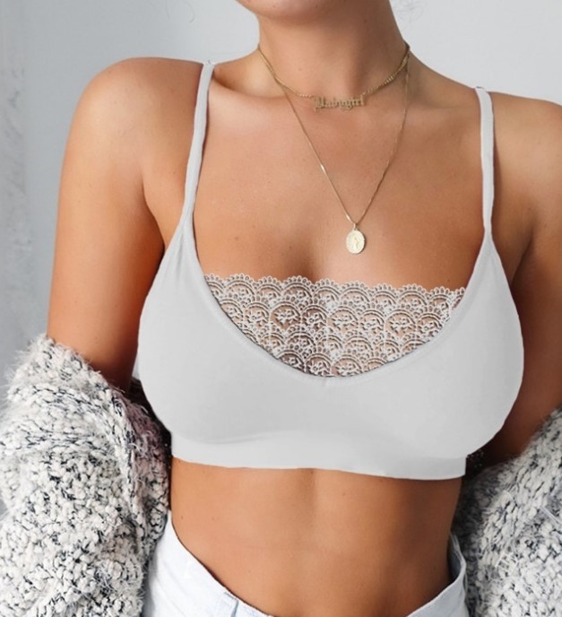 2019wish European and American foreign trade explosions lace sexy tube top perspective solid color camisole base 3088