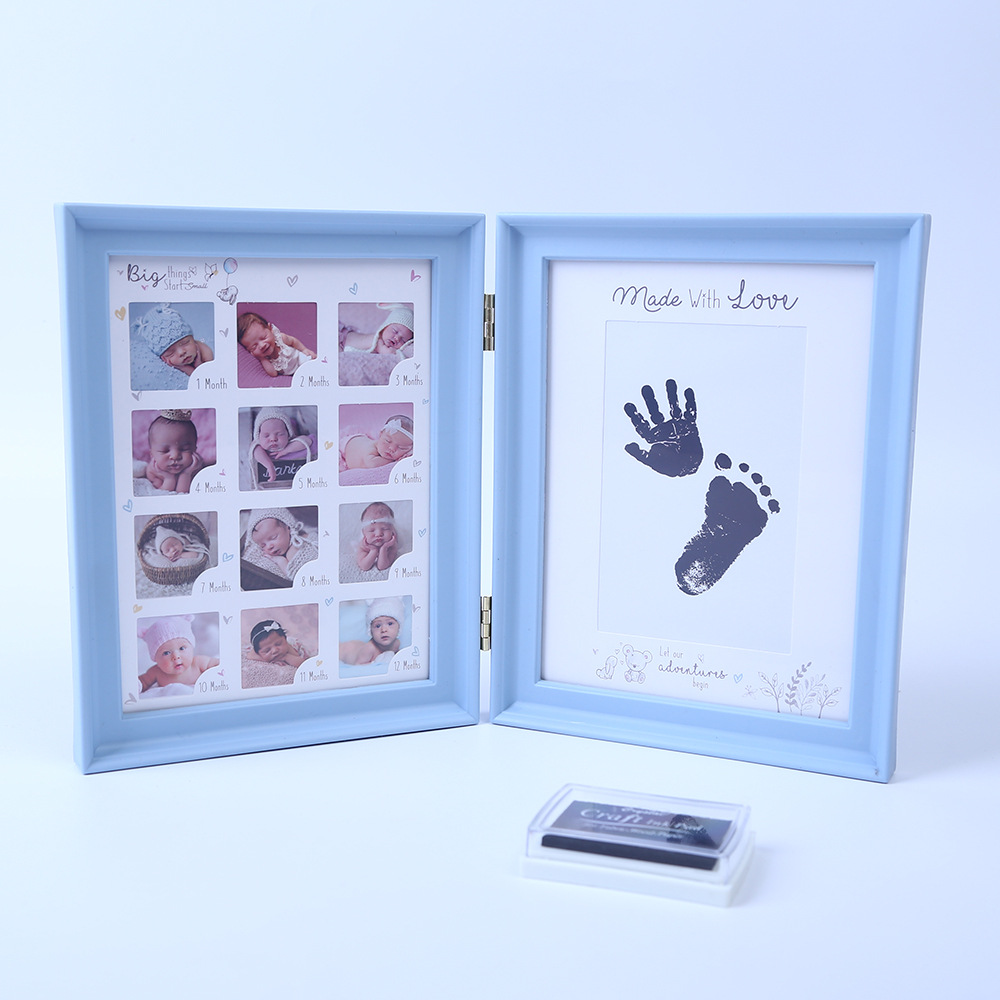Newborn Hand and Foot Ink Pad Baby Hand and Foot Print Baby Hundred Days Full Moon Year Old Growth Commemorative Photo Frame Table